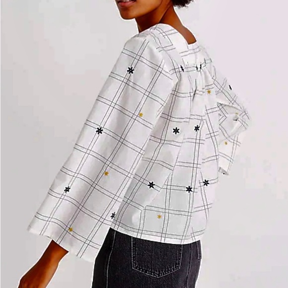 💥Madewell Embroidered Windowpane Square-Neck Button-Down Top💥 - Picture 4 of 15